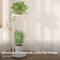 Floor-Standing Design Round Pedestal Stand alabaster Finish Decorative Pot Pedestal Minimalist Aesthetic Plant Holder Space Saving for Gardeners, Home Decorators, Homeowners, Living Room, Indoor, Indoors, Bedroom