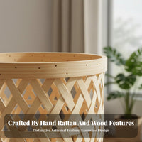 Nordic Design Woven Basket Planter with Stand Floor-Standing Woven Planter with Legs Natural Texture Flower Pot Holder Boho Aesthetic for Plant Lovers, Interior Decorators, Homeowners, Living Room, Balcony, Entryway, Bedroom