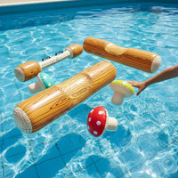 PVC Inflatable Joust Set Wood Grain Design Inflatable Water Joust Easy to Inflate for Adults, Kids