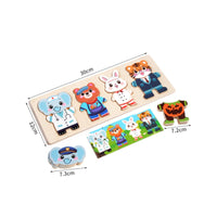 Educational Animal Dress-up Puzzle Matching Wooden Puzzle with Board Easy to Handle Toy Preschool for Classroom