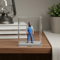 3D Printed 1/64 Scale Worker Figure Highly Detailed Miniature Handyman with Hammer Hand Painted Miniature Scene Accessory Resin Material for Hobbyists