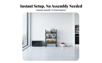 Space-Saving Design Rolling Microwave Cart Lockable Casters Microwave Oven Stand Heavy Duty Kitchen Storage Trolley Sturdy Construction for Apartment Dwellers, Homeowners, Pantry, Garage, Balcony, Living Room