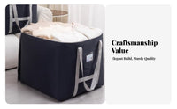 Foldable textile Box Reinforced Handles Foldable Quilt Pouch Stackable for Moving