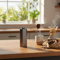Stainless Steel Burr Portable Coffee Bean Grinder Adjustable Grind Size Manual Coffee Grinder Solid Wood Handle for Baristas, Travel, Office
