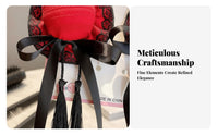 2 Pieces Chinese Design Hair Fastener S Handmade Doll-Like Hair Bun Caps Chinese Design Bun Cover Ribbon Knot Accent Doll-Like