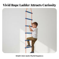 Anti-Slip Rungs Kids Climbing Ladder Easy to Grip Colorful Hanging Ladder Long-Lasting Outdoor Play Equipment Portable for Toddlers, Parents, Adults, Kindergarten, Playroom, Backyard, Adventure Gym