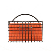 Handbag-Shaped Ornament Black Iron Grid Desk Ornament Carry Handle Metal Handbag Decor