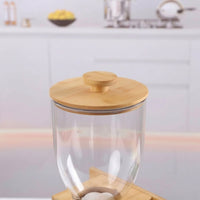 Countertop Dispenser with Wooden Base Minimalist for Pantry