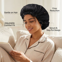 Satin Sleep Bonnet for Double Layer Adjustable Night Cap Women, Long Hat for Curly, Makeup Protection Postpartum