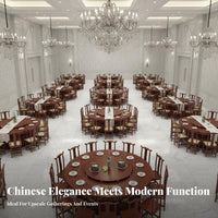 Electric Rotating Hot Pot Table Solid Wood Construction Restaurant Banquet Table Built-in Induction Cooktops Chinese Design Wooden Dining Set