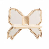 Decorative Butterfly Mirror Shelf Wood Finish Mirror Wall Decor Shelf Space Saving for Bedroom, Entryway