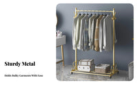 Nordic & fashion Single-Rod Clothing stand with Shelf Freestanding Garment Rack Minimalist Design Clothes Easy Assembly for Students, Renters, residents, Bedroom, Dorm Room, Entryway