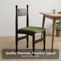 Mid-Centuryera aesthetic Upholstered Wooden Side Chair Retro Design Dining Seat Comfortable Seating Indoor Furniture Curved Backrest for Homeowners, Restaurant Owners, Adults, Living Room, Kitchen, Reception Area, Home Office