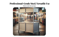 Heavy Duty Stainless Steel Food Cart Easy to Clean Mobile Street Vendor Stand Large Storage Capacity Foldable Night Market Stall for Caterers, Outdoor Events, Parks