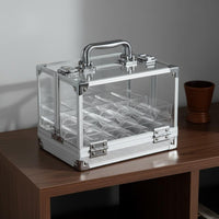 600 Pieces Mahjong Case Organized Compartments Aluminum Mahjong Case Sturdy Transparent Game Piece Holder