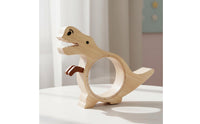 Gift Idea Wooden Dinosaur Coin Bank Cute Desk Display Transparent Dinosaur Savings Bank Natural Wood Dino Currency Box Educational for Children, Boys and Girls