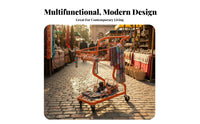 Large Capacity Double-Decker Shopping Cart 360° Swivel Wheels Double Basket Push Cart Multi-Purpose Metal Basket Trolley Comfortable Grip Handle for Street Vendors, Retail Shop Owners, Home Users, Outdoor Market, Moving, Laundry Room