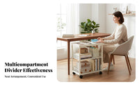 Movable Rolling Book Cart Space-Saving book cart Lockable Casters Mobile Storage 360° Rotating casters for Students, Home Organizers, educators, Under Desk, Study Room, Classroom, Bedroom