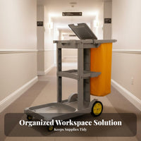 Heavy-Duty Housekeeping Service Cart Easy to Maneuver Janitorial Cart with Bag High Load Capacity Sturdy Construction for Housekeepers, Janitors, Maintenance Workers, Office Buildings, Schools, Offices