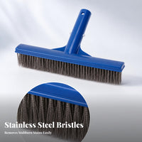 Metal Bristles Pool Cleaning Brush Hanging Hole Pool Brush Raised Handle Side Braces