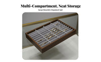 Large Capacity 40-Slot Bracelet Display Tray High-End Design Wooden Bangle Storage Tray Sturdy Wood Frame