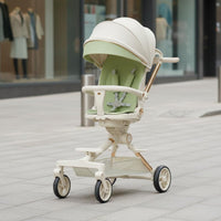 Reversible Seat Pushchair 5-Point Harness Lightweight Infant Pushchair Shock-Absorbing Wheels Foldable Infant Pushchair for Young Children, Travel