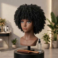 Tightly Coiled Synthetic Afro Curly Hairpiece Voluminous Soft-Textured Afro Hairpiece