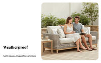 Waterresistant Woven Sofa and Chair Set sunlight-resistant Outdoor Furnishings Weather-Resistant Patio Seating Group includingh pads for Homeowners, Families, Hospitality Professionals, Terrace, Sunroom, Balcony, Backyard