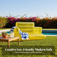 Lightweight Yellow PVC Air Lounger Fast Inflation Transparent Inflatable Loveseat Tear-Resistant Transparent Inflatable Sofa Long-Lasting for Couples, Campers, Families, Beach, Camping, Travel, Patio