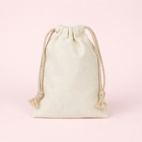 Canvas Storage Pouch with Drawstring Closure, Blank Surface for Product Packaging, Small Bag for Retailers