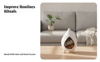 Teardrop Scent Dish Three-Legged Base Ribbed Scent Holder Ceramic for Smudging