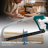 Hacksaw Non-Slip Handle Hacksaw Frame Comfortable Grip Manual Bow Saw for DIY Enthusiasts, Tradespeople, Workshop, Household Repair, Job Site