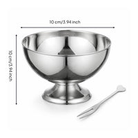 Dessert Bowl with Fork Low Foot Stainless Steel Pedestal Bowl Compact Serving Dish for Hosts