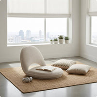 High-Resilience Sponge Lamb-Fleece Floor Chair Low-Sitting Foldable Floor Chair Cushioned Room Seat Back Support for Tatami Rooms