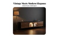 Nostalgic Television Cabinet Stand with Drawers Vintage Aesthetic Wide TV Stand Versatile Living Room Storage for Homeowners, Families, Lounge