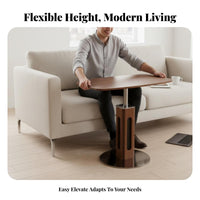 Slides Under Sofa Height-Adjustable C-Table Vintage themed Household Furniture Space-Saving Design Multi-Functional for Apartment Dwellers, Home Office Workers, Students, Living Room, Small areas, Bedroom
