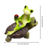 Miniature Frog Statue with Ladybug Micro-Landscape Resin Frog Glossy Plant Pot Hanger Decorative for Terrariums