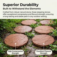Garden Stepping Stones, Reddish-Brown Stone Stepper, Non-Slip Weatherproof Outdoor Pathway Paver for Courtyard, Hard Wear-Resistant