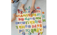 Wooden Alphabet Puzzle Interactive Alphabet Board with 3D Letters Educational Toy Tactile Game Smooth for Preschoolers