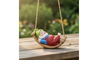 Gnome on Swing Compact Gnome Figurine on Swing Garden Dwarf Figurine Charming Cute for Gardeners, Patio, Porch