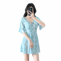Swimsuit for Plus Size Women with a Modest Printed Pattern, One-Piece for Water Sports and Seaside Vacations