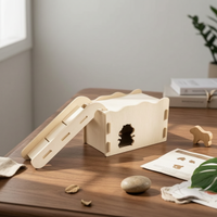 Hamster Hidehouse with Ramp Top Wooden Hamster House Slot-Andinterlocking Construction Multi-Level