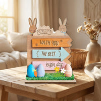 Easter Bunny Centerpiece Easter Table Decoration Festive Atmosphere Spring Tabletop Sign for Kids, Homeowners, Indoor, Desktop, Mantel Table Decor