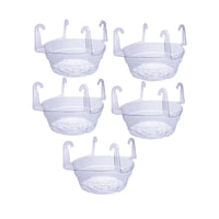 5 Pieces Clear Hanging Plant Tray with Hooks Transparent Hanging Basket Saucer with Hooks Plastic Lightweight for Gardeners, Patio, Porch