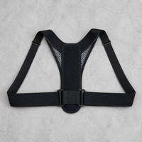 Adjustable Upper Back Posture Support, Black Textile Back Brace for Shoulder Alignment, Discomfort Relief, Body Shaping & Massage, Universal Fit