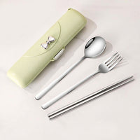 Portable Cutlery Set, Made of 304 Stainless Steel, Chopsticks, Spoon, Fork Set, With Case, For Office & Outdoor