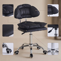 Ergonomic Wheeled Swivel Chair Smooth Rolling Chair with Backrest Compact Adjustable Stool with Wheels Heavy-Duty for Nail Technicians, Esthetician, Drafting Table