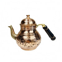 Domed Lid Artisanal Copper Teapot Curved Spout Tin-Lined Copper Teapot Floral Cookware Scroll Pattern