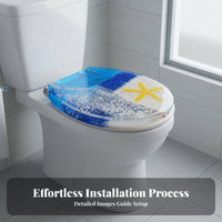 Thickened Design Universal Toilet Seat Easy to Install Resin Toilet Seat Solid Construction Bathroom Fixture Heavy Duty for Homeowners, DIY Enthusiasts, Beach House Owners