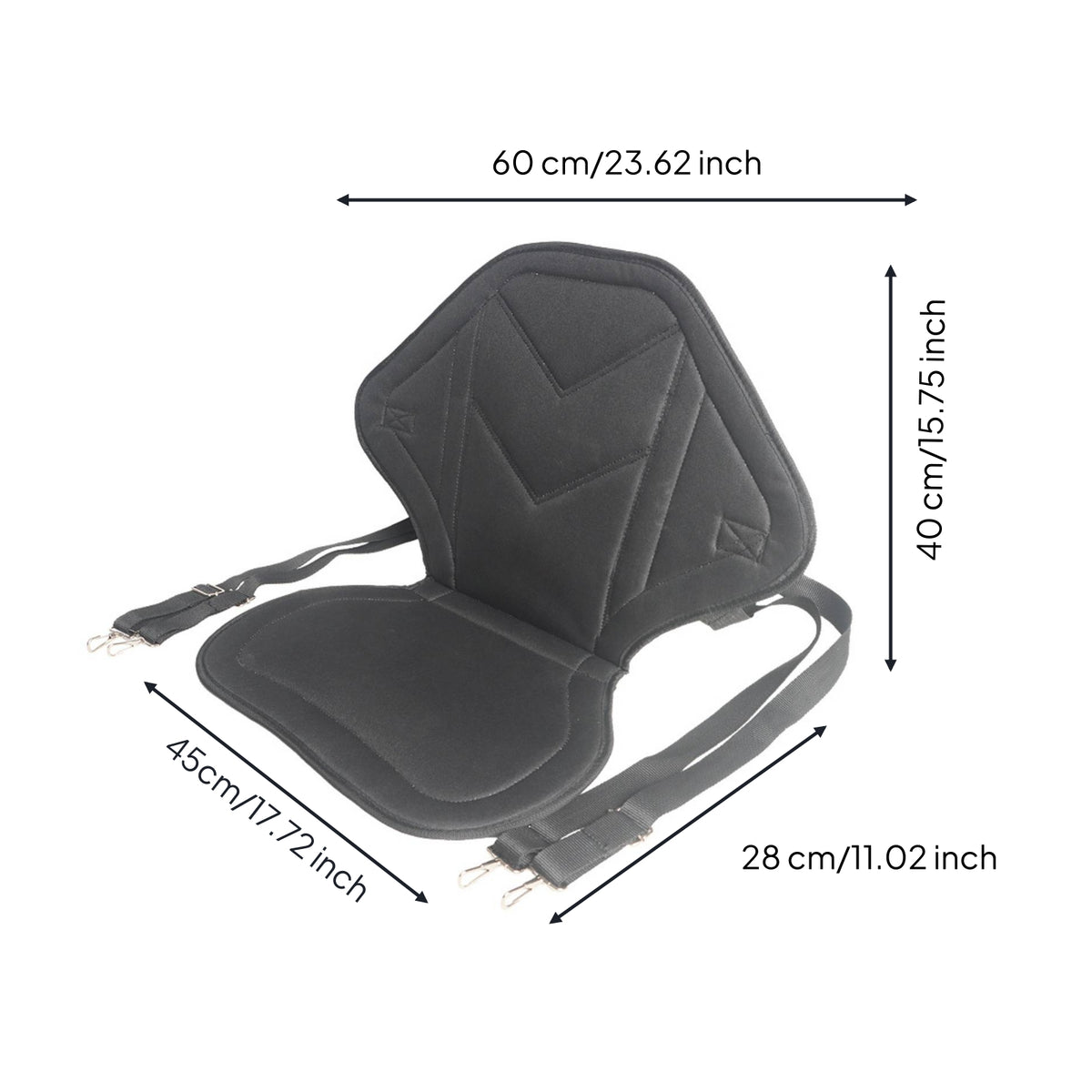 Padded Kayak Seat Adjustable Backrest Textured Cushion for Kayakers, Paddlers